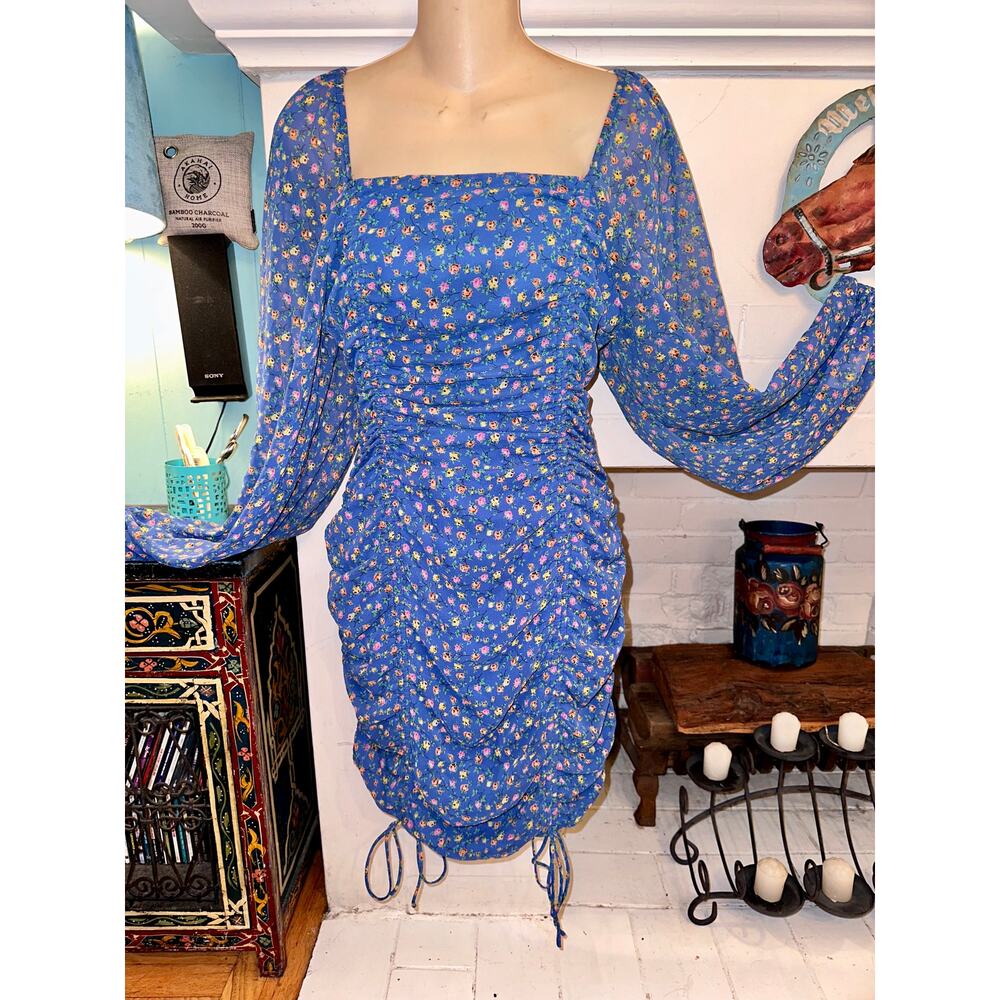 MABLE RUCHED FLORAL BODYCON DRESS S